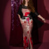 Red poppy with black organza