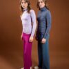 Textile wide leg pants