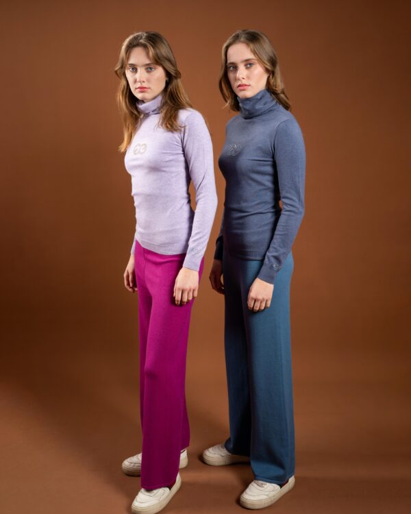 Textile wide leg pants