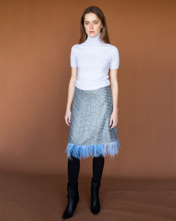 Top cashmere high neck short sleeve