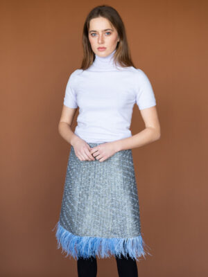 Top cashmere high neck short sleeve