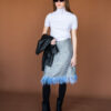 Top cashmere high neck short sleeve
