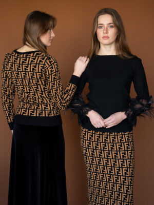 Cotton blouse with feather decor